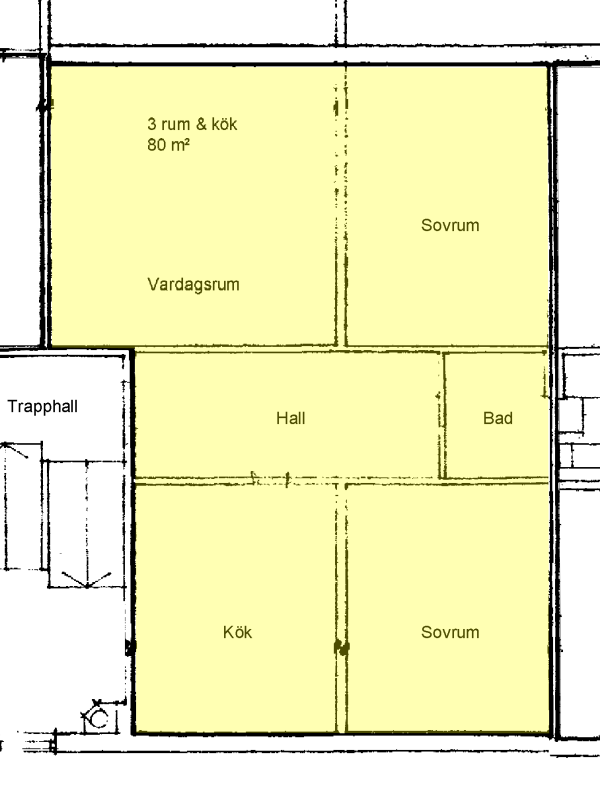 Lägenhet, 3 rooms, 80 sqm, Hudiksvall