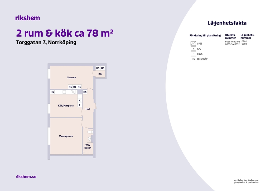 Lägenhet, 2 rooms, 78 sqm, Norrköping