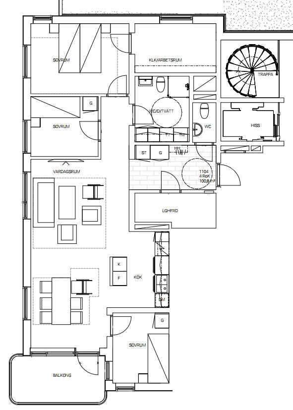 Lägenhet, 4 rooms, 102 sqm, Svenljunga