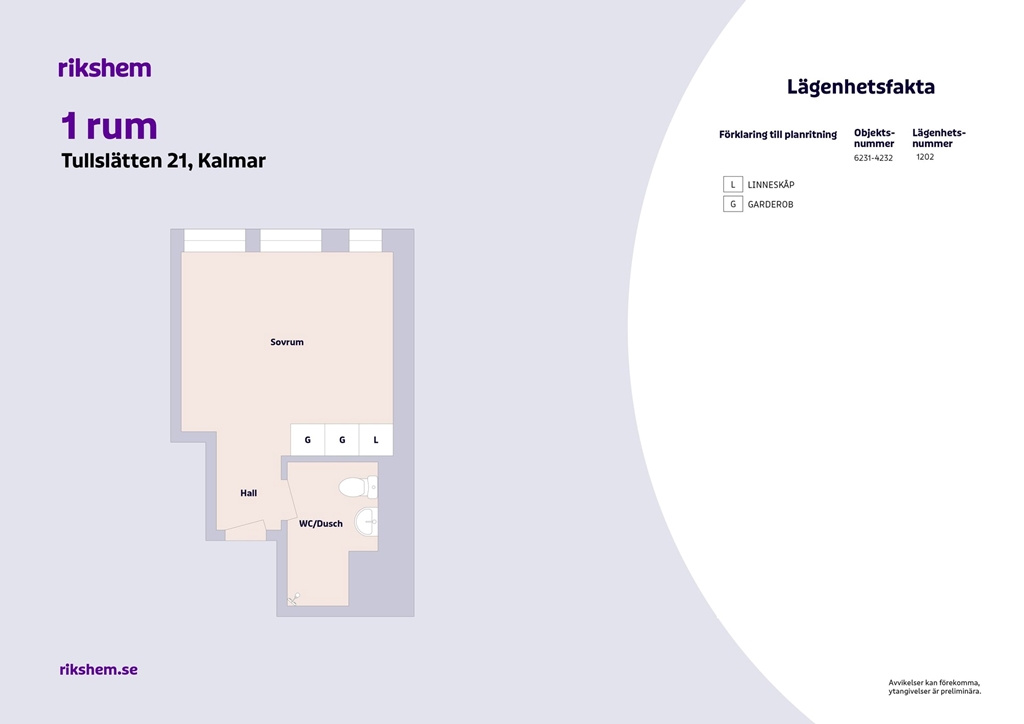 Lägenhet, 1 rooms, 20 sqm, Kalmar