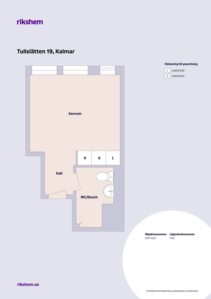 Lägenhet, 1 rooms, 20 sqm, Kalmar