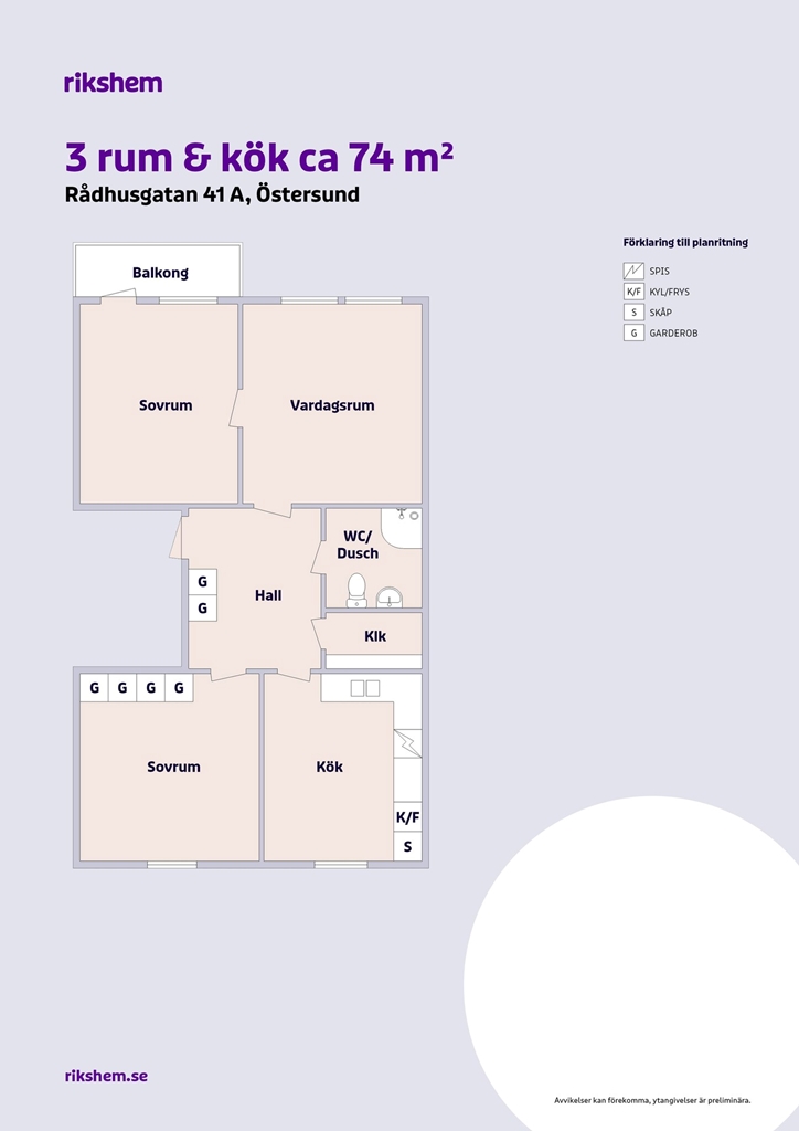 Lägenhet, 3 rooms, 74 sqm, Östersund