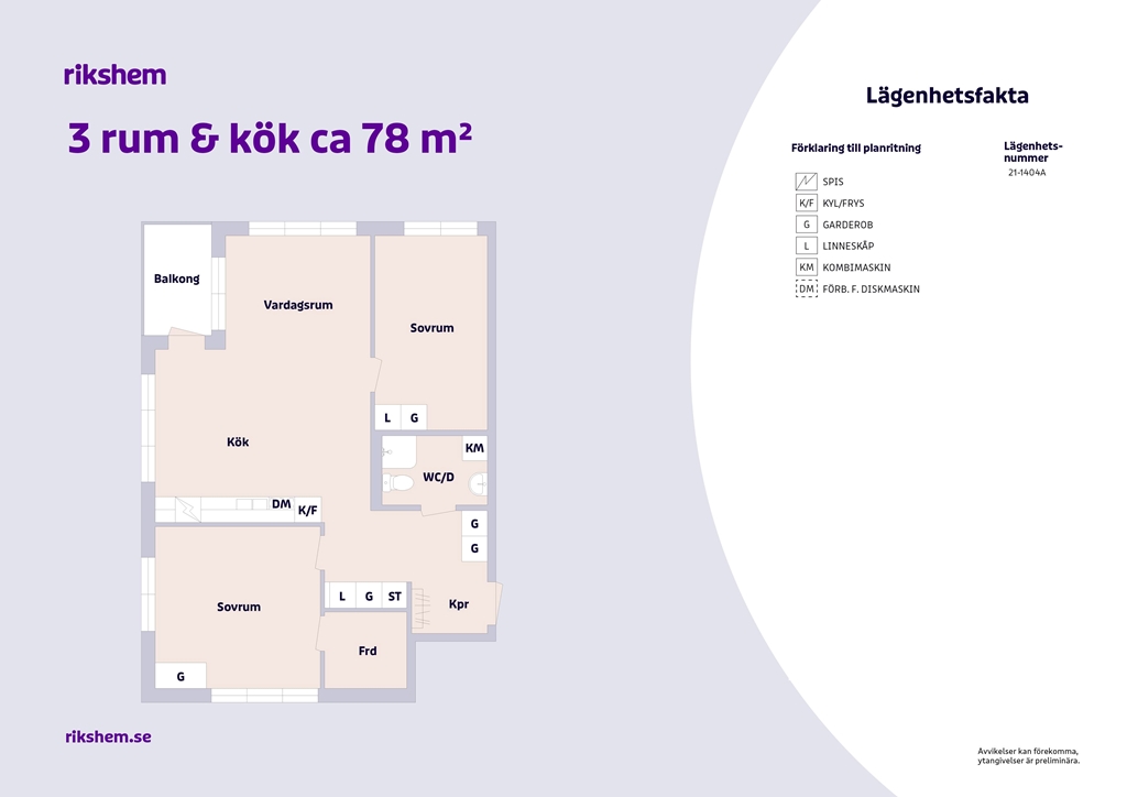 Lägenhet, 3 rooms, 78 sqm, Kalmar