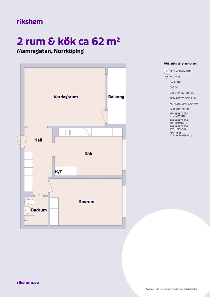 Lägenhet, 2 rooms, 62 sqm, Norrköping