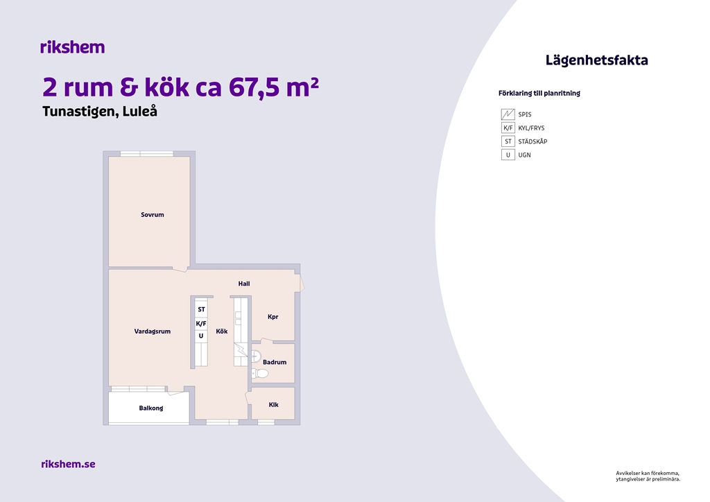 Lägenhet, 2 rooms, 68 sqm, Luleå
