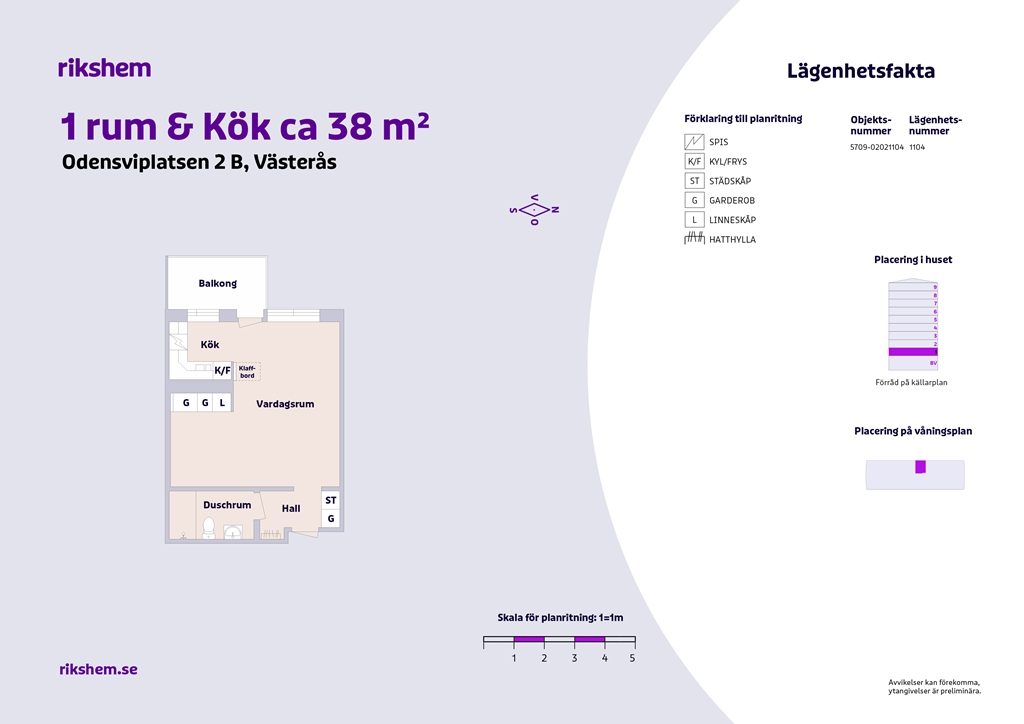 Lägenhet, 1 rooms, 38 sqm, Västerås