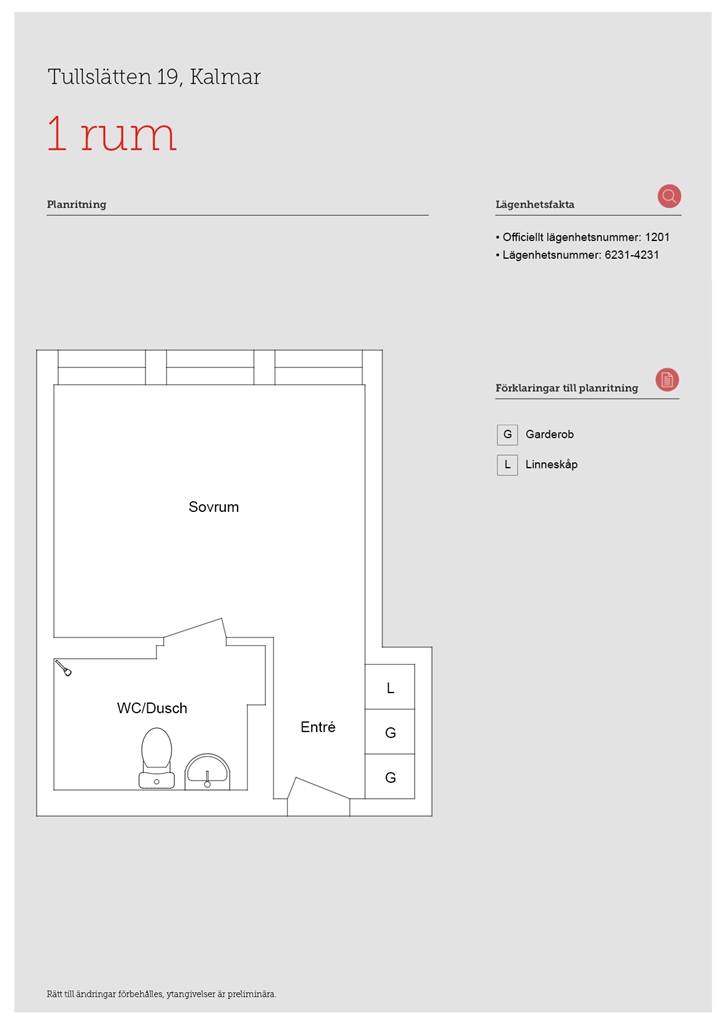 Lägenhet, 1 rooms, 20 sqm, Kalmar