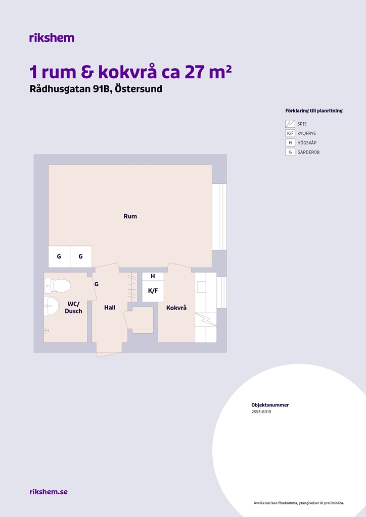 Lägenhet, 1 rooms, 27 sqm, Östersund