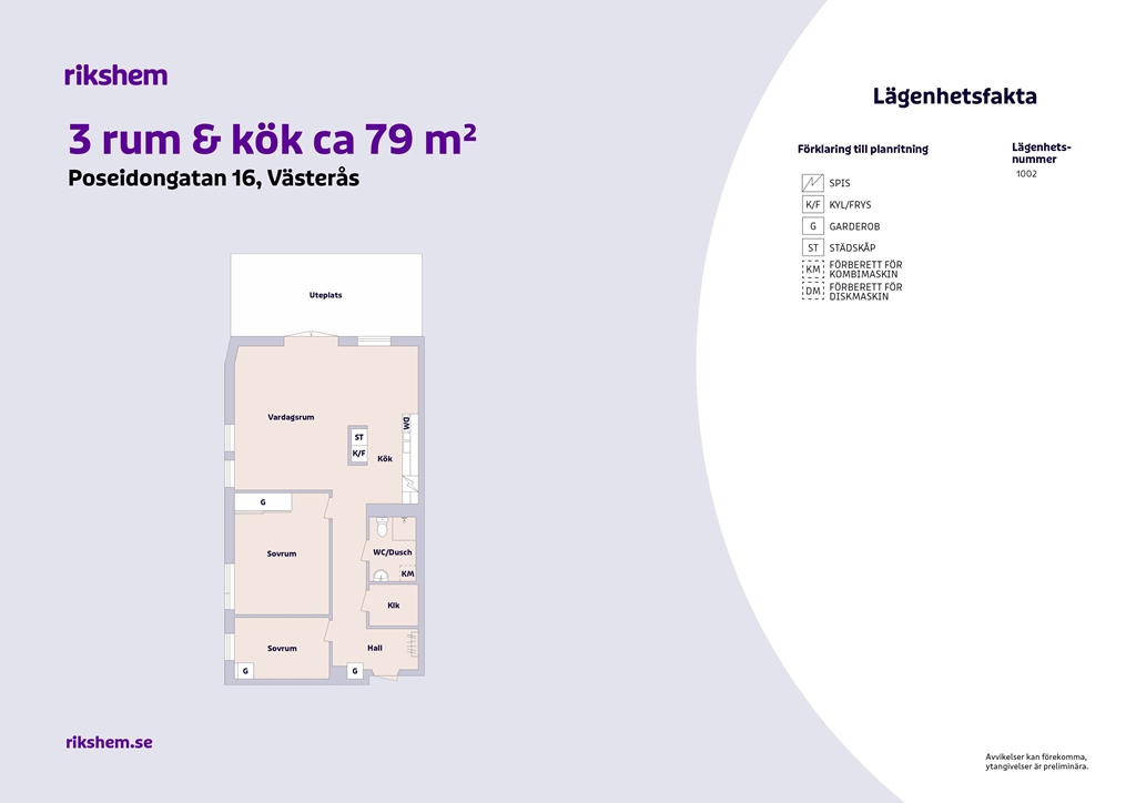 Lägenhet, 3 rooms, 79 sqm, Västerås