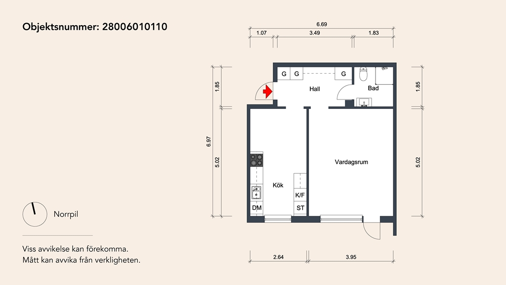 Lägenhet, 1 rooms, 43 sqm, Borås
