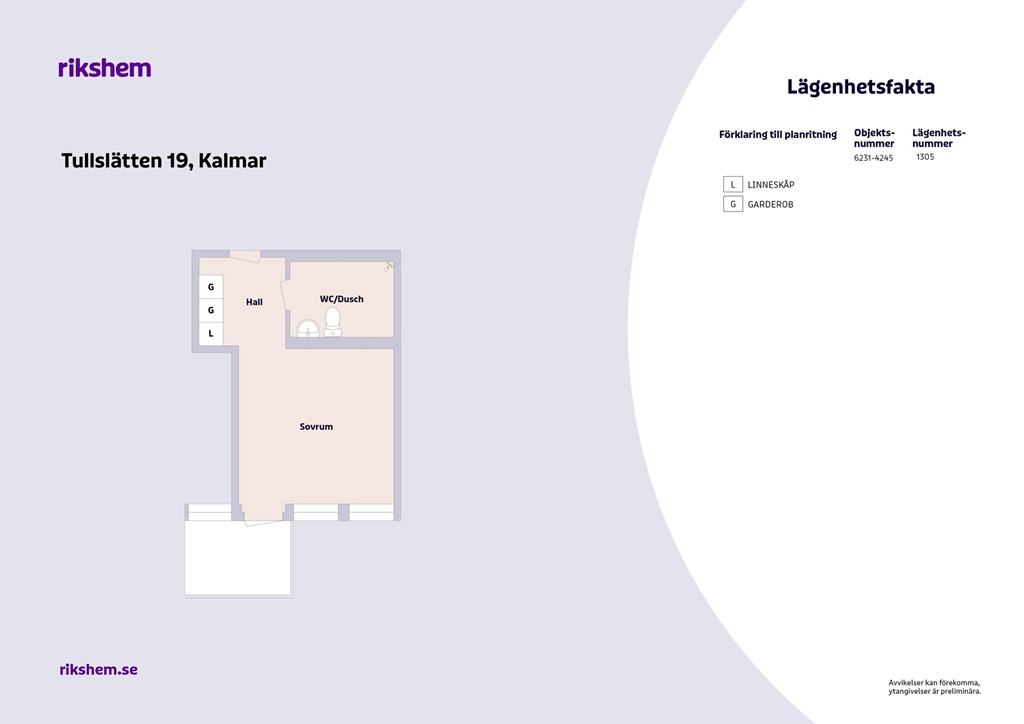Lägenhet, 1 rooms, 25 sqm, Kalmar