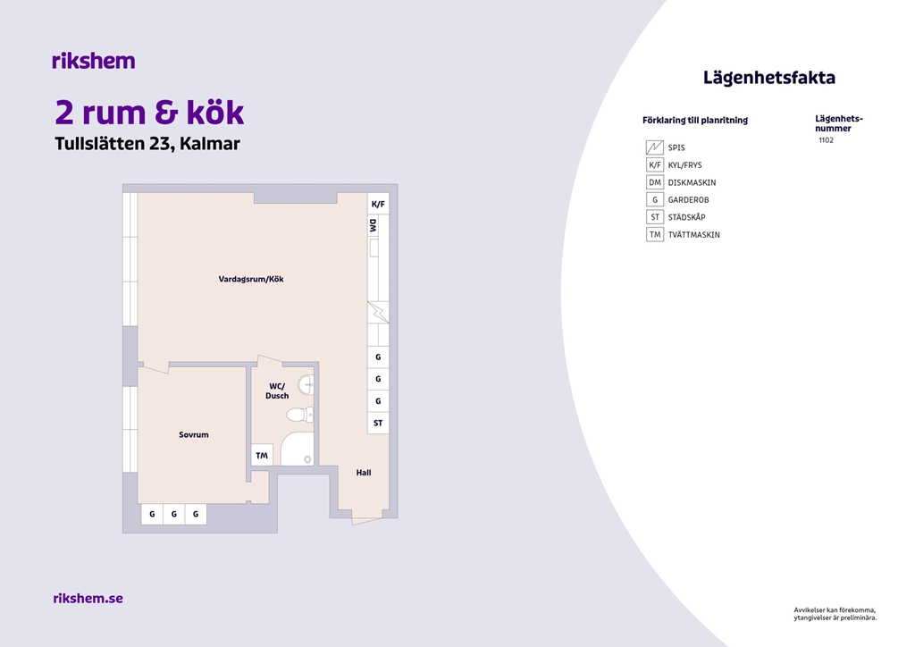 Lägenhet, 2 rooms, 58 sqm, Kalmar
