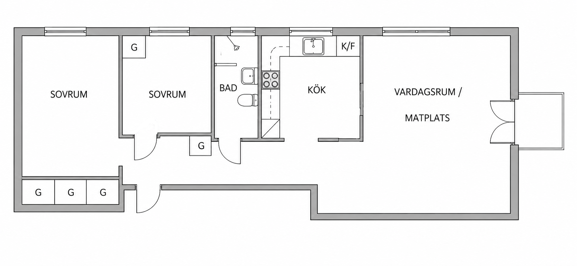 Lägenhet, 3 rooms, 71 sqm, Svenljunga