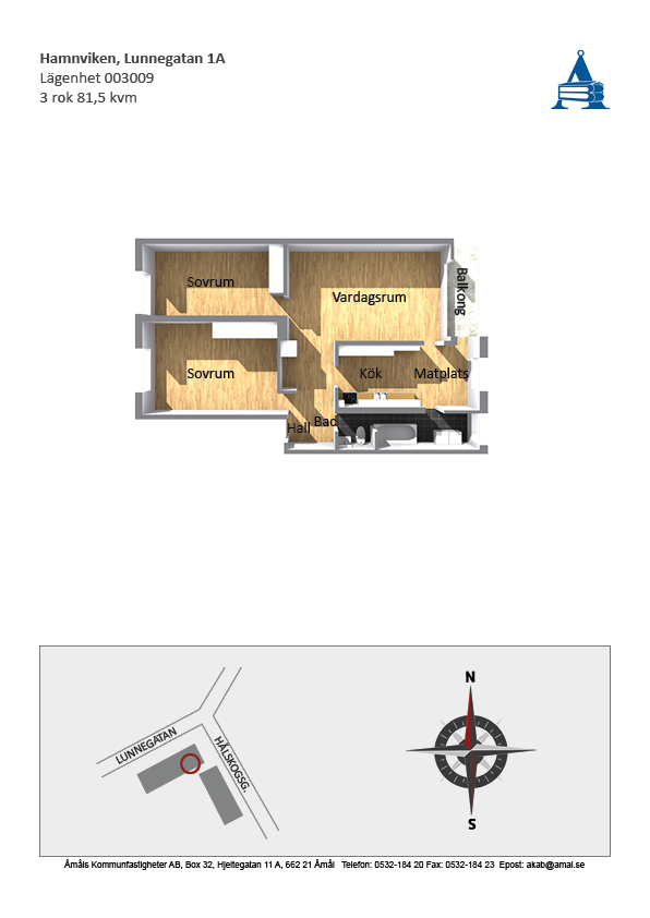 Lägenhet, 3 rooms, 82 sqm, Åmål – Åmål