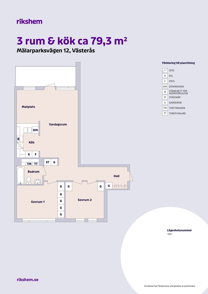 Lägenhet, 3 rooms, 79 sqm, Västerås