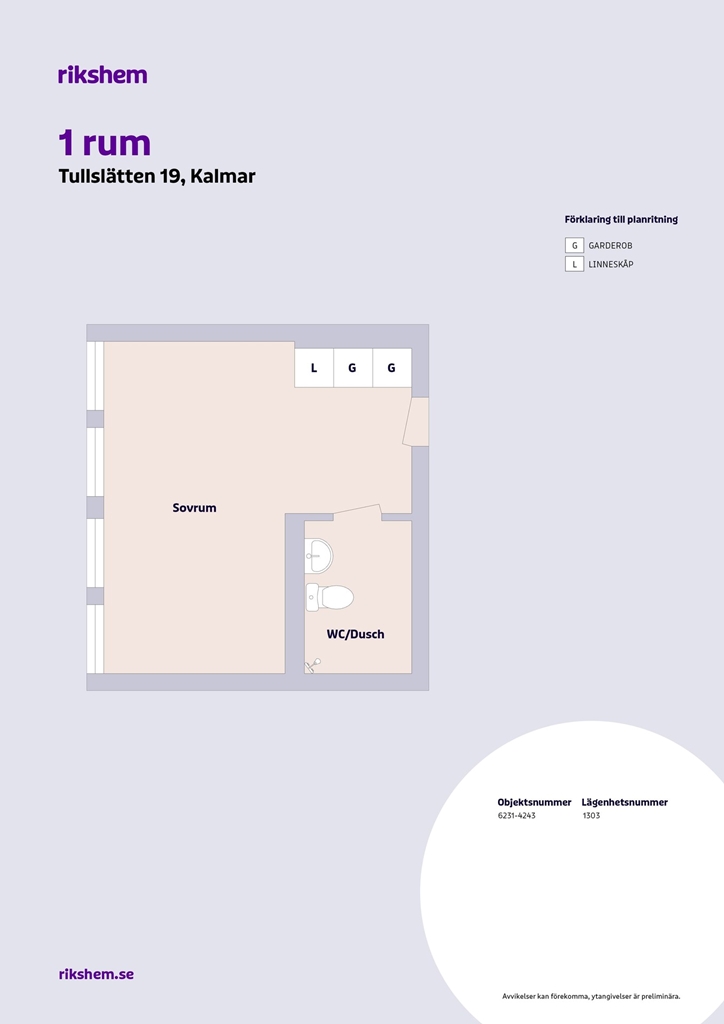 Lägenhet, 1 rooms, 24 sqm, Kalmar