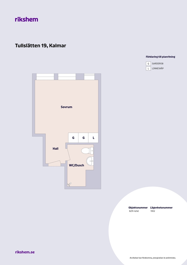 Lägenhet, 1 rooms, 20 sqm, Kalmar
