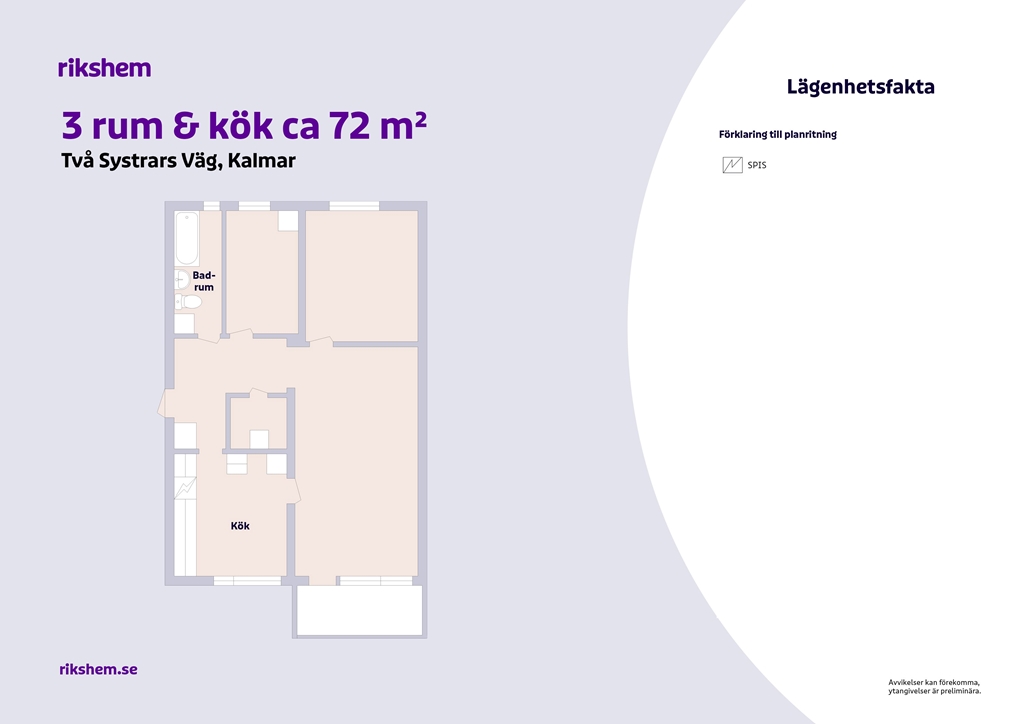 Lägenhet, 3 rooms, 72 sqm, Kalmar