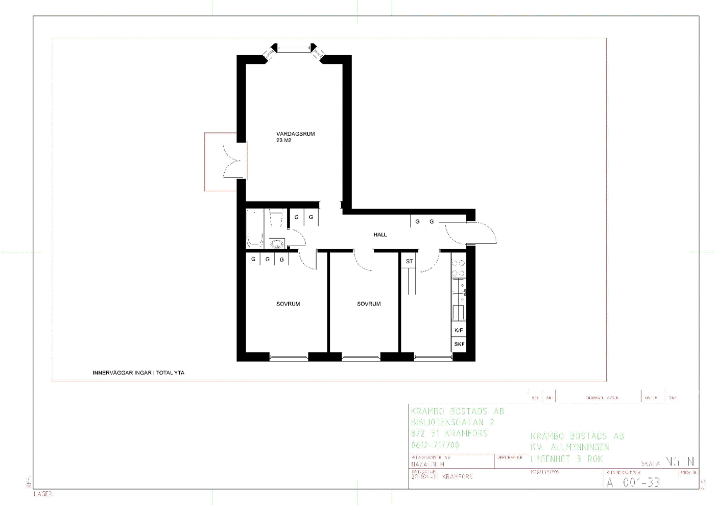 Lägenhet, 3 rooms, 67 sqm, Kramfors