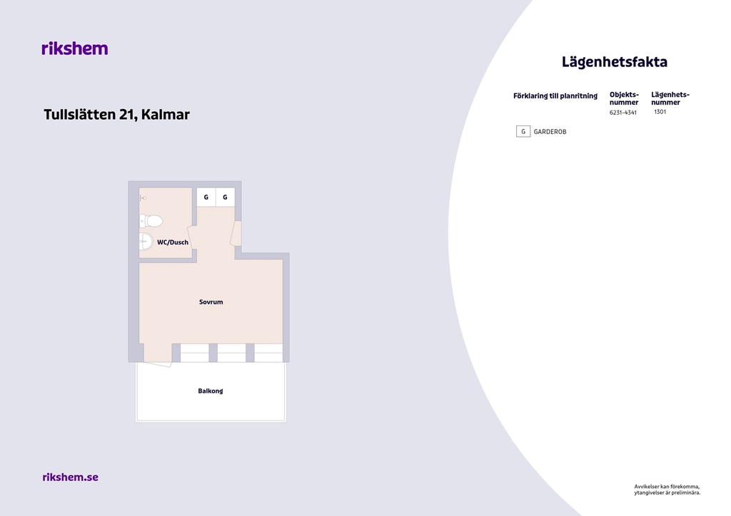 Lägenhet, 1 rooms, 20 sqm, Kalmar
