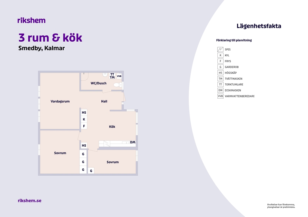 Lägenhet, 3 rooms, 75 sqm, Kalmar