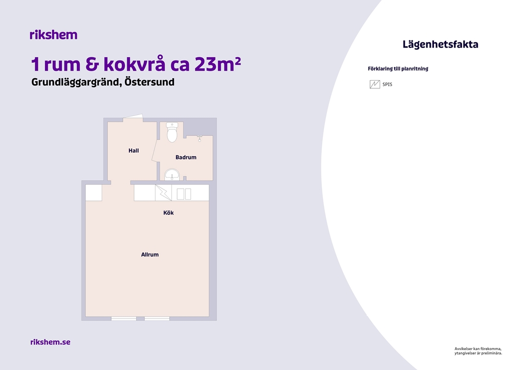 Lägenhet, 1 rooms, 23 sqm, Östersund