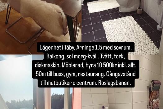 Möblerad 1,5:a med balkong i Täby