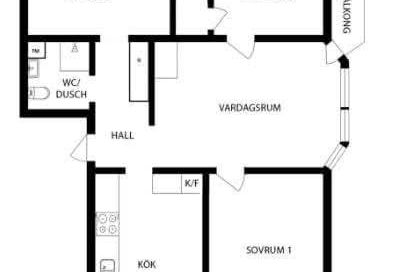4 rok i Högbrunn m öppen spis & P-plats