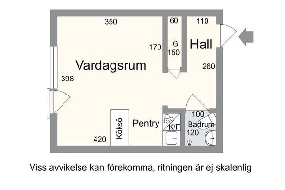 Ljus etta 22 kvm i Mölndal centrum
