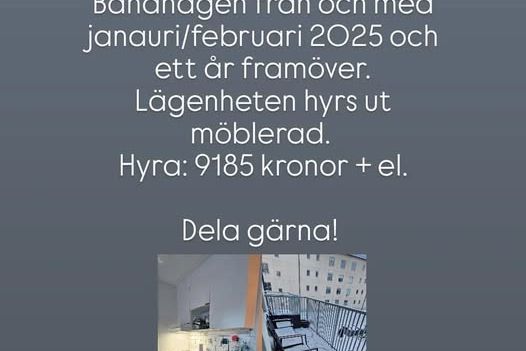 Möblerad etta med balkong i Bandhagen