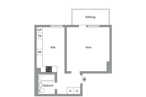 Möblerad 1:a i Luthagen med balkong
