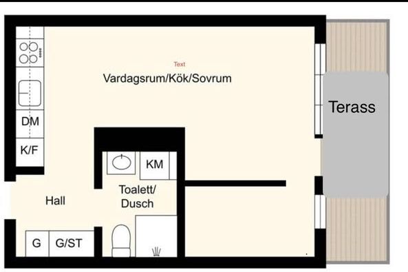 Möblerad 2:a med stor terrass i Huddinge