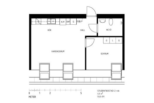 Möblerad 2:a 43 kvm – Studentlya GU
