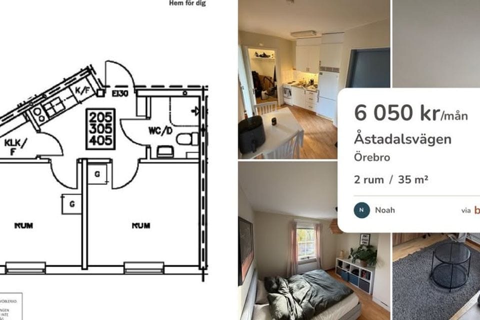 2 rok, 35 kvm uthyres i Örebro