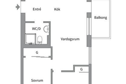 Modern 43 kvm i Luthagen – inneboende