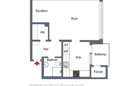 Renoverad 1:a med balkong, Varberga