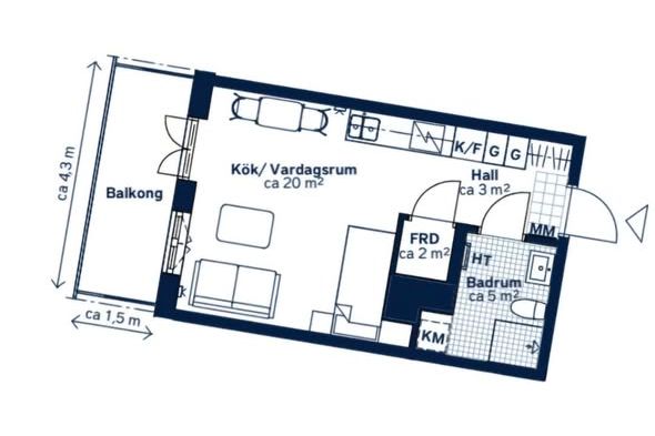 1:a i Södra Rosendal med stor balkong