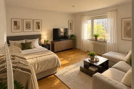 Ljus 1:a med balkong och diskmaskin