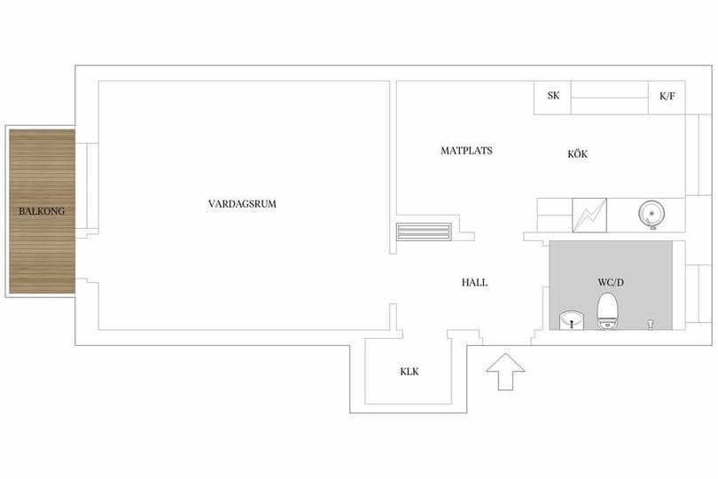 Möblerad 1:a med balkong nära Lund C