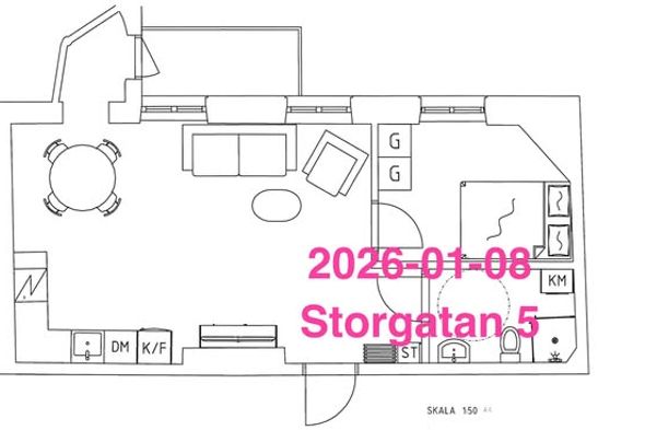 Mysig 1:a med balkong vid Storgatan