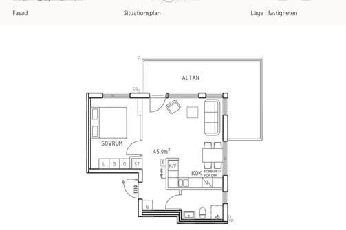 Furnished 45sqm in Lundby w balcony