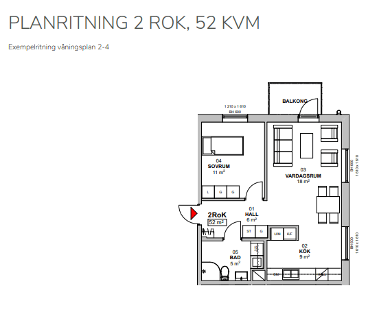2 rok · 52 m² i Växjö – bild 20