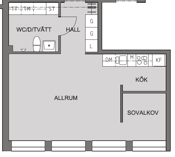 Lägenhet, 1 rooms, 46 sqm, Helsingborg