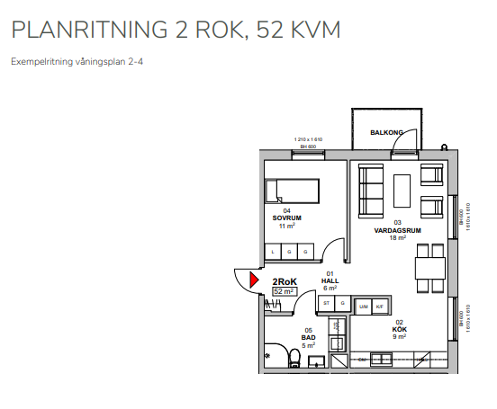 2 rok · 52 m² i Växjö – bild 22