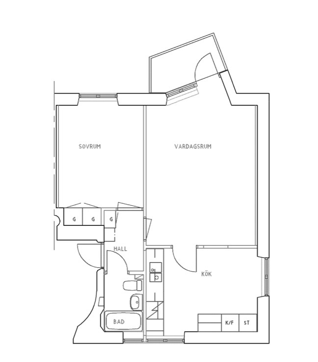 Lägenhet, 2 rooms, 48 sqm, Bromma