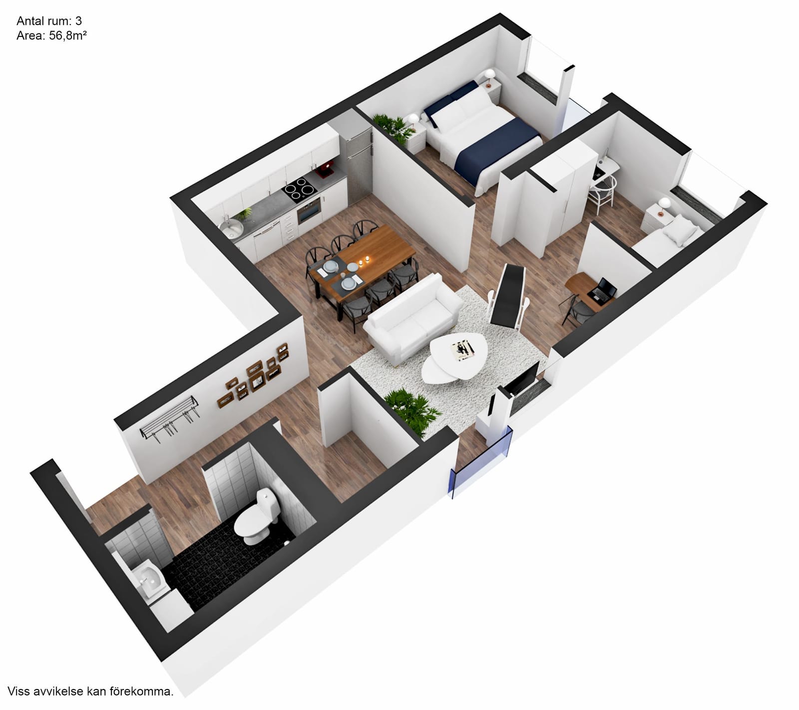 Lägenhet, 3 rooms, 56 sqm, Karlstad