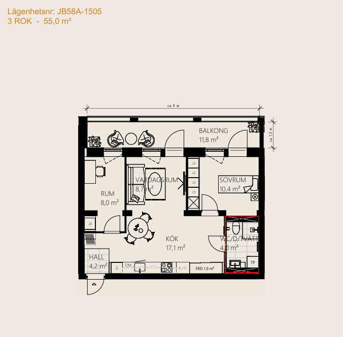 Lägenhet, 3 rooms, 55 sqm, Mariefred – bild 10