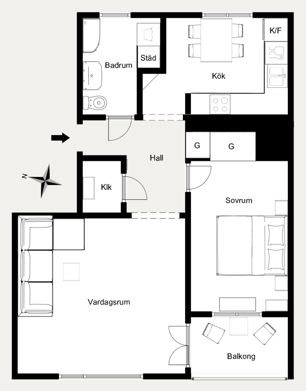 Lägenhet, 2 rooms, 56 sqm, Solna – bild 2