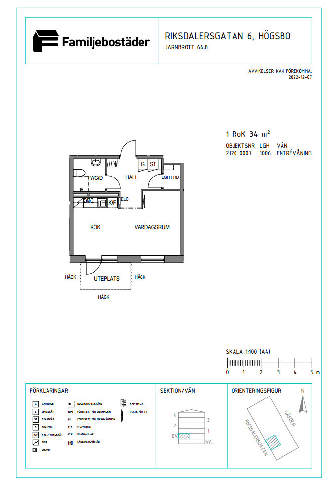 Lägenhet, 1 rooms, 34 sqm, Göteborg
