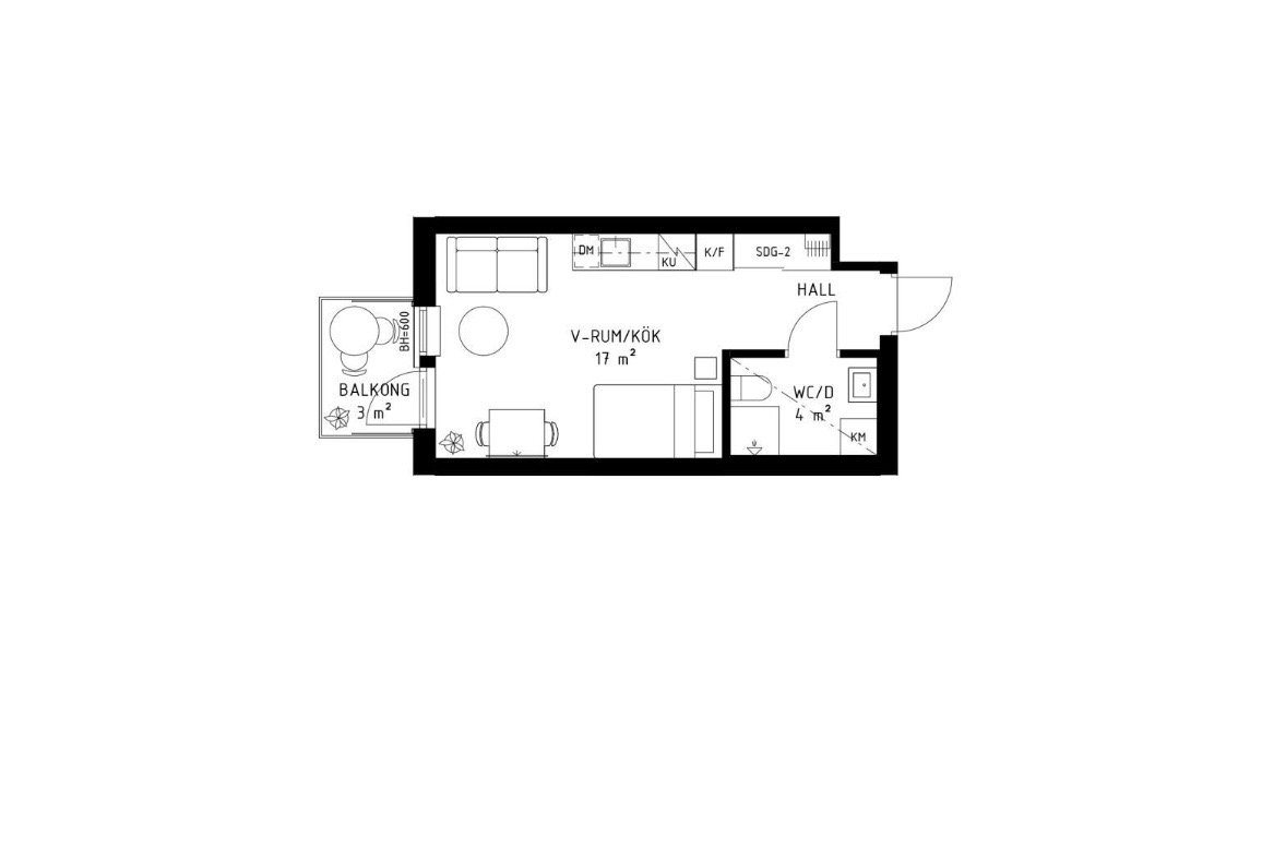 Lägenhet, 1 rooms, 26 sqm, Danderyd